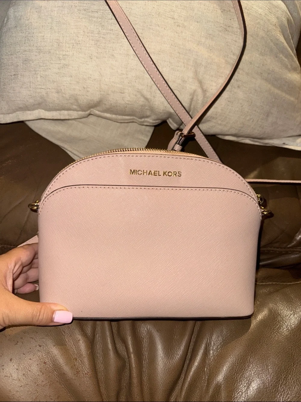 Michael Kors Blush Saffiano Dome Crossbody Bag